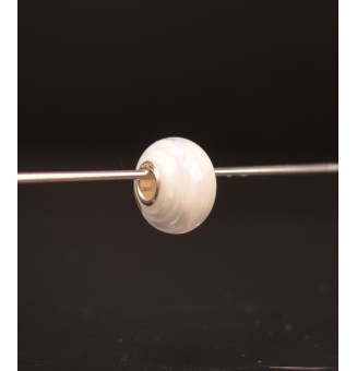 1 perle de verre trou 5 mm oeillets argent massif BLANC