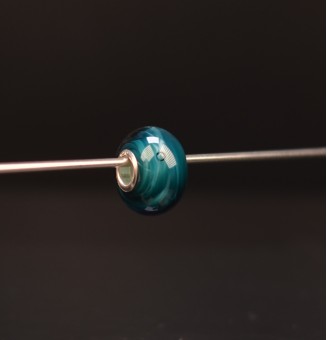 1 perle de verre trou 5 mm oeillets argent massif Bleu pétrole