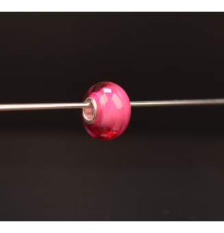1 perle de verre trou 5 mm oeillets argent massif rose fuchsia