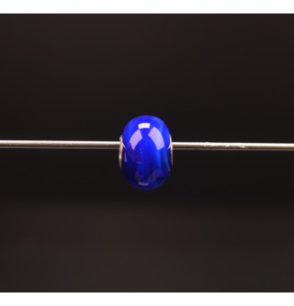 1 perle de verre trou 5 mm oeillets argent massif bleu intense