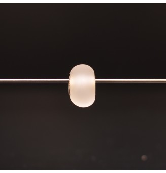 1 perle de verre trou 5 mm oeillets argent massif blanc givré dépoli