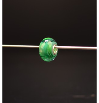 1 perle de verre trou 5 mm oeillets argent massif vert
