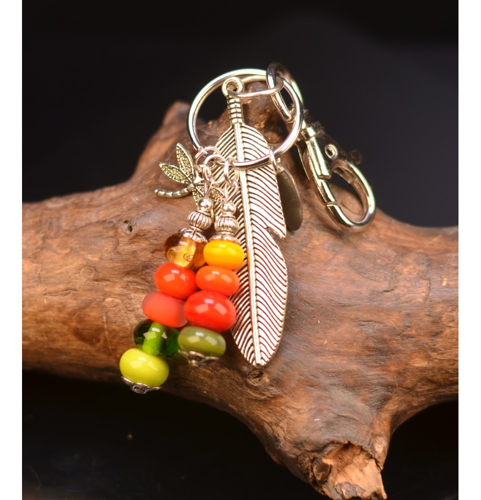 bijou de sac  ( ou porte clés) perles de verre Multicolore