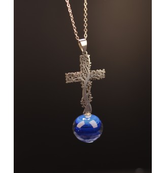 interchangeable ** collier 50 cm croix arbre de vie et perle à visser