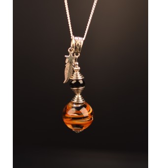 collier avec perles de verre NOIR et Caramel 76 cm