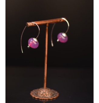 ARGENT MASSIF boucles d'oreilles avec perles de verre  interchangeables