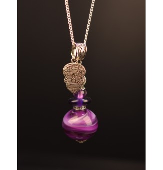 collier avec perles de verre 76 cm violet theia