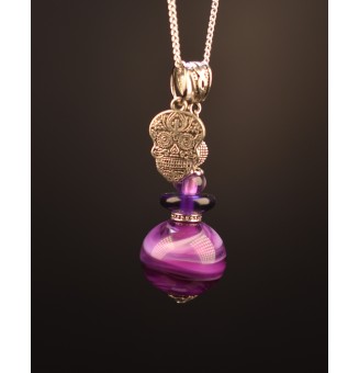collier avec perles de verre 76 cm violet theia