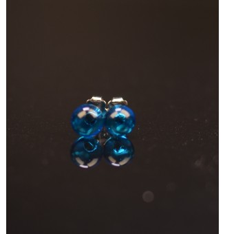 puces d'oreilles Acier Inoxydable en verre turquoise translucide