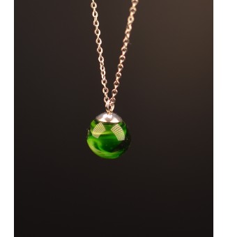 collier avec perles de verre 45 cm vert rosetta