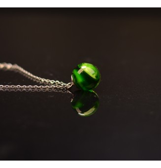 collier avec perles de verre 45 cm vert rosetta