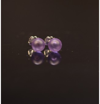 puces d'oreilles Acier Inoxydable en verre violet Dépoli