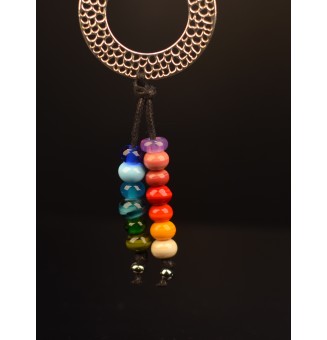 collier avec perles de verre 72 cm noir et multicolore