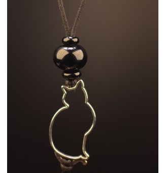collier chat avec perles de verre 76 cm noir et multicolore