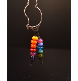 collier chat avec perles de verre 76 cm noir et multicolore