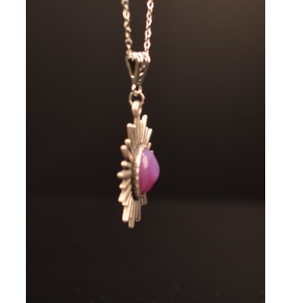 collier soleil avec perles de verre violet rosé 50 cm