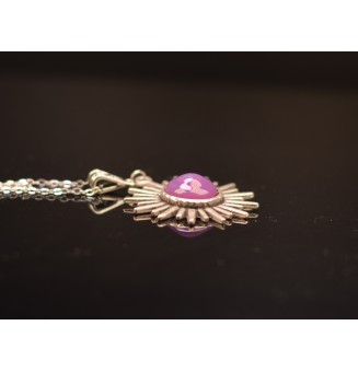 collier soleil avec perles de verre violet rosé 50 cm