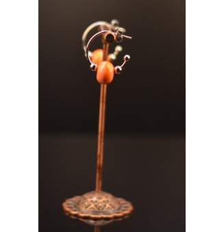 Créoles 2 cm en Acier Inoxydable avec perles de verre "abricot "