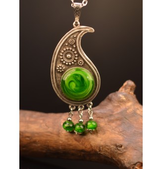 collier 72 cm avec perles de verre "vert rosetta"