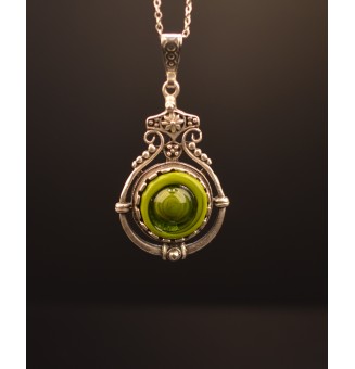 Collier avec perles de verre "vert"  45 cm+5 cm