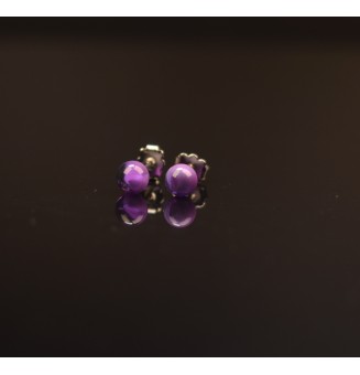 puces d'oreilles (petit diametre 6 mm) Acier Inoxydable en verre violet theia