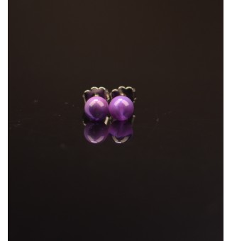 puces d'oreilles (petit diametre 6 mm) Acier Inoxydable en verre violet theia