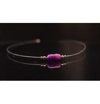 Collier 45 cm + 3cm "violet theia" en fil nylon translucide semi rigide