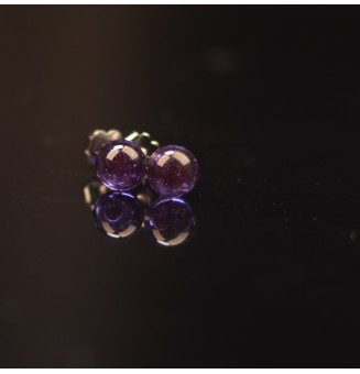 puces d'oreilles 7mm Acier Inoxydable en verre violet
