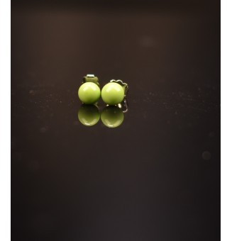 puces d'oreilles 6.5mm Acier Inoxydable en verre "vert"