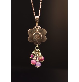 collier avec perles de verre 70 cm "violet différents tons"