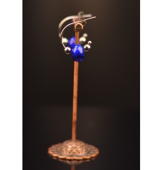 Créoles 2 cm en Acier Inoxydable avec perles de verre "bleu "