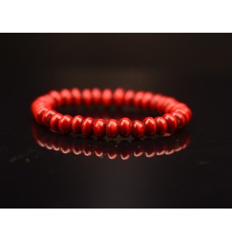 Bracelet élastique en perles de verre filé "rouge"