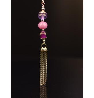 collier avec perles de verre 7 cm "violet"