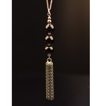 collier avec perles de verre 70 cm "noir"