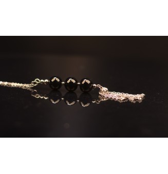 collier avec perles de verre 70 cm "noir"