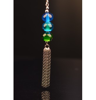 collier avec perles de verre 70 cm "bleu vert"