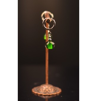 Créoles 1.4 cm en Acier Inoxydable avec perle de verre "vert rosetta"