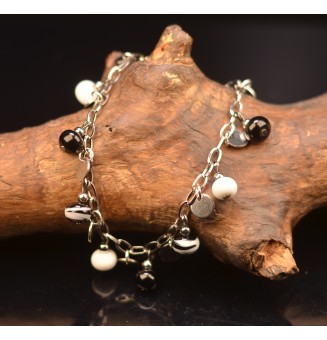 Bracelet "noir blanc" acier...