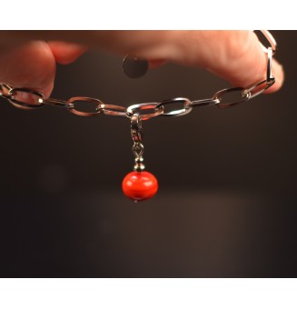 Charm orange avec perles de verre sur mousqueton pour collier ou bracelet