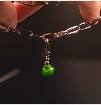Charm "vert rosetta" avec perles de verre sur mousqueton pour collier ou bracelet