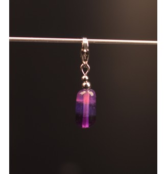 Charm "violet" avec perles de verre sur mousqueton pour collier ou bracelet