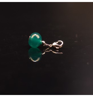 Charm "vert canard" avec perles de verre sur mousqueton pour collier ou bracelet