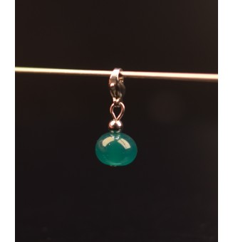 Charm "vert canard" avec perles de verre sur mousqueton pour collier ou bracelet