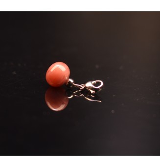 Charm "rose barbapapa" avec perles de verre sur mousqueton pour collier ou bracelet
