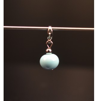 Charm "bleu" avec perles de verre sur mousqueton pour collier ou bracelet