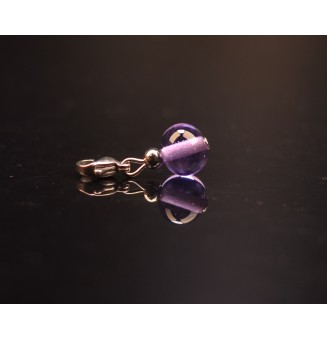 Charm "violet" avec perles de verre sur mousqueton pour collier ou bracelet