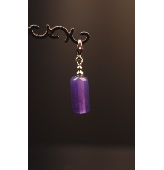 Charm "violet " avec perles de verre sur mousqueton pour collier ou bracelet