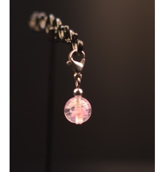 Charm "rose" avec perles de verre sur mousqueton pour collier ou bracelet
