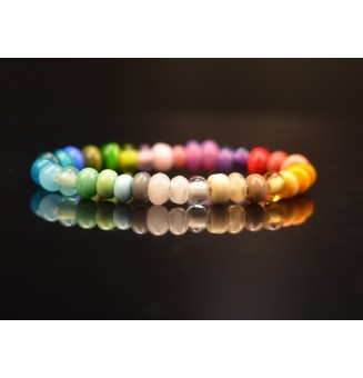 Bracelet élastique en perles de verre filé "multicolore"