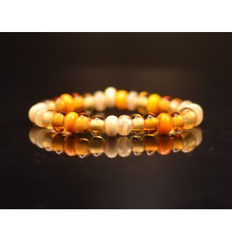 bracelet elastique perles de verre jaune ivoire ambre fileuse de verre